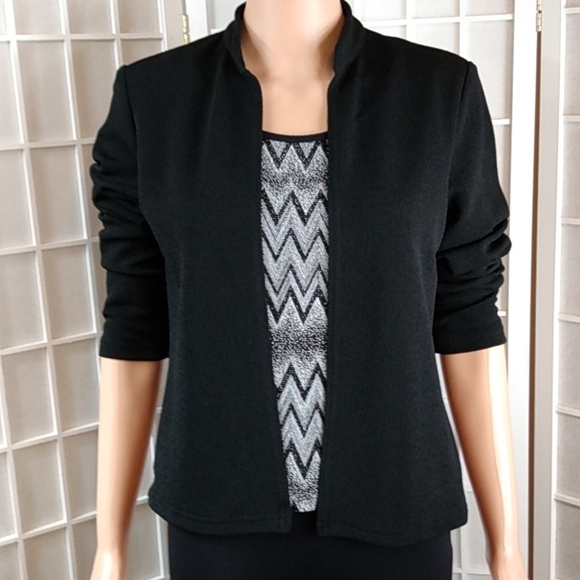 Jkla petites, black open cardigan with sewn in tank - Picture 2 of 7